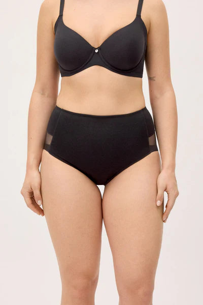 Cueca modeladora de algodão com tule, compressão ligeira