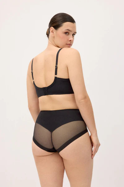 Cueca modeladora de algodão com tule, compressão ligeira