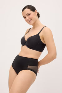 Cueca modeladora de algodão com tule, compressão ligeira