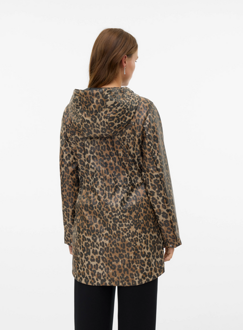 Casaco com Capuz e Estampado Leopardo