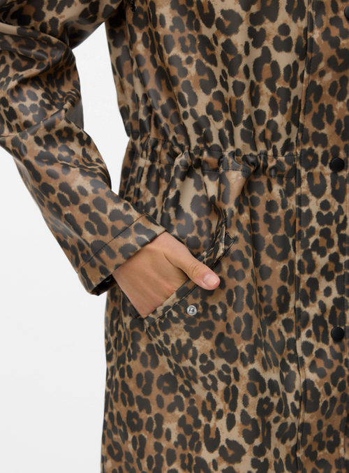 Casaco com Capuz e Estampado Leopardo