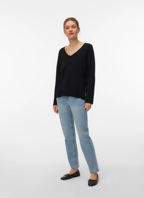 Camisola com Decote em V Coral e Preta