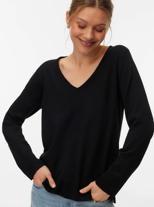 Camisola com Decote em V Coral e Preta