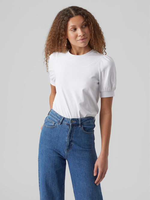 T-Shirt Manga Curta Branco