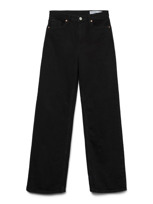Jeans Wide Leg Pretos de Cintura Alta