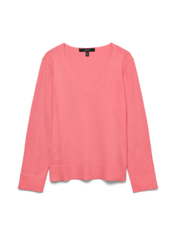Camisola com Decote em V VMSILJE Coral e Preta