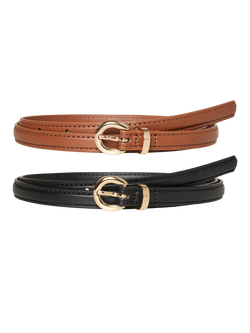 Pack de 2 Cintos VMKATJA Preto e Cognac