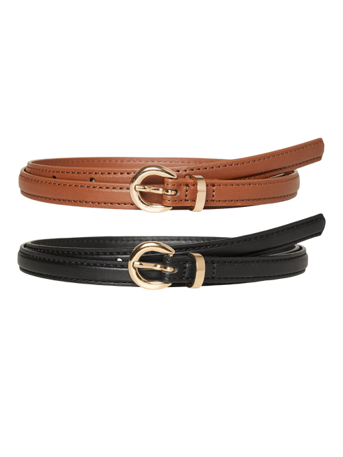Pack de 2 Cintos Preto e Cognac