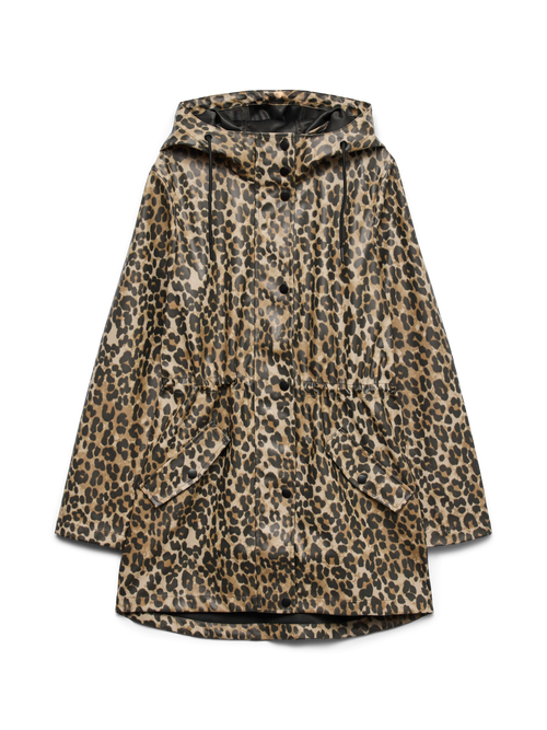 Casaco com Capuz e Estampado Leopardo