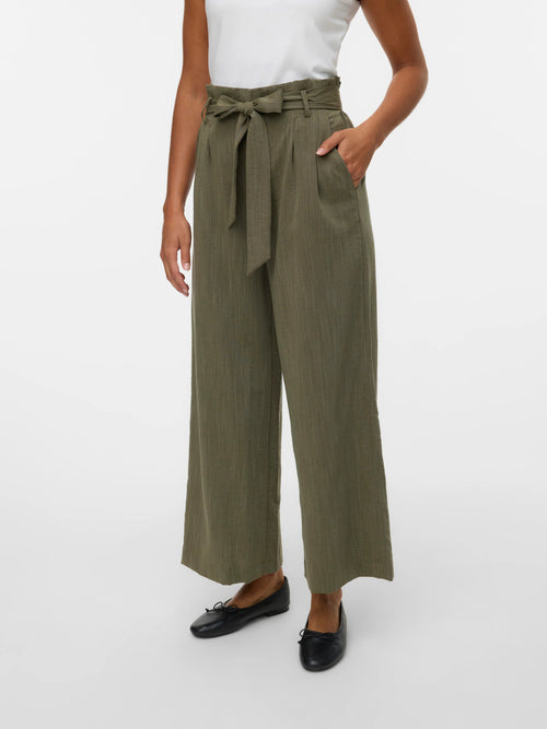 Calças Wide Leg Kaki