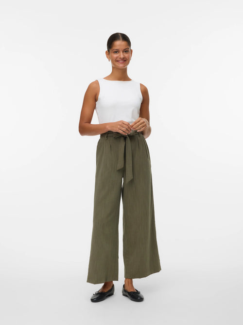 Calças Wide Leg Kaki