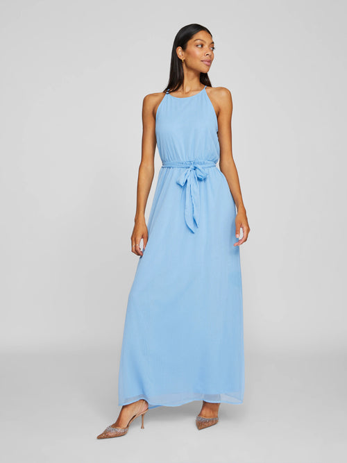 Vestido Longo sem Mangas com Cinto
