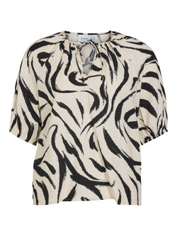 Blusa Manga 3/4 com Decote em V e Laço