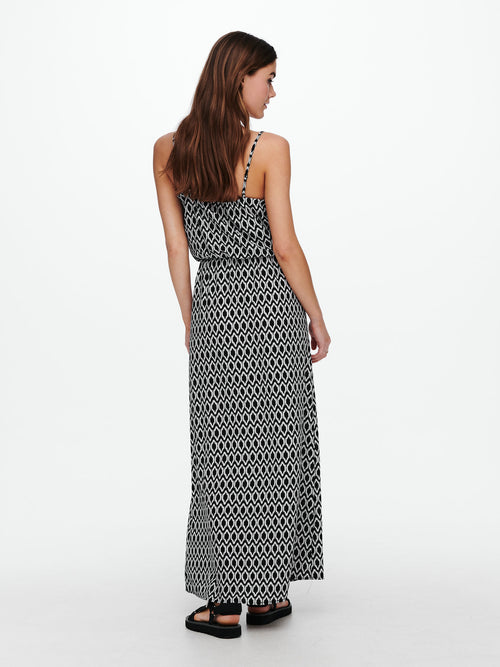 Vestido Maxi Estampado de Alças Finas