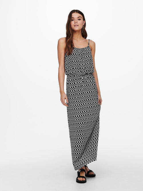 Vestido Maxi Estampado de Alças Finas