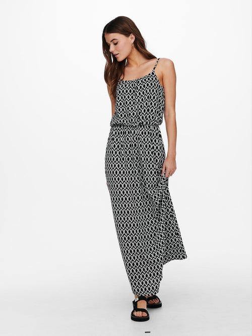 Vestido Maxi Estampado de Alças Finas