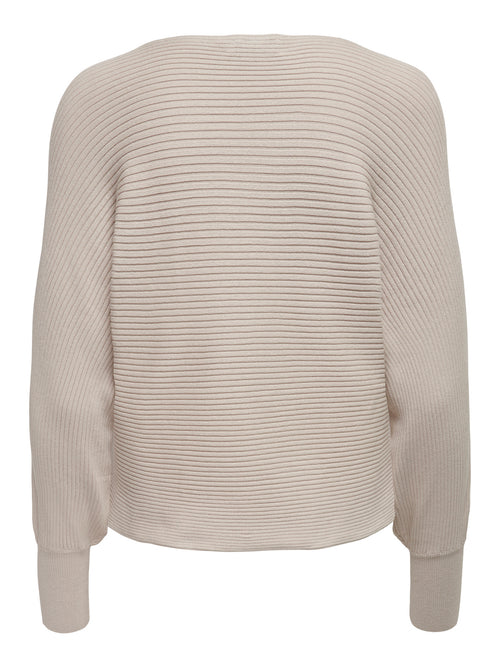Camisola de Malha com Decote Barco e Mangas com Volume