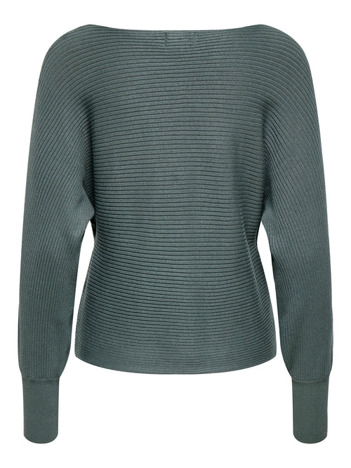 Camisola de Malha com Decote Barco e Mangas com Volume