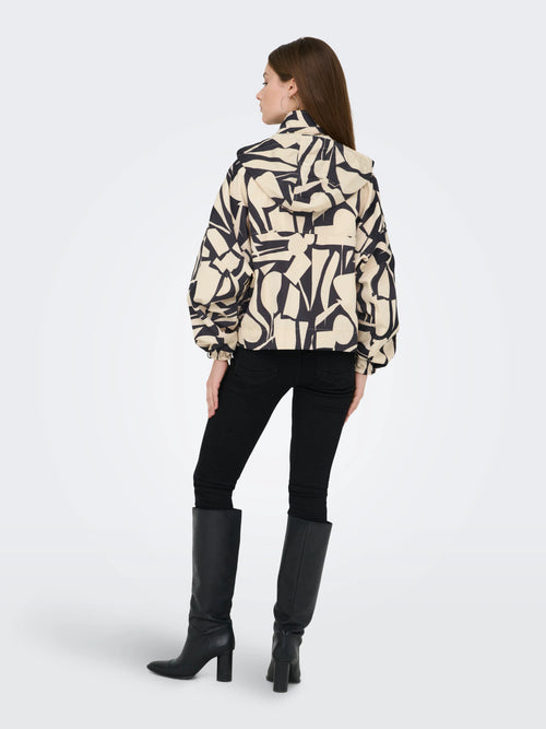 Casaco Estampado com Capuz e Fecho de Correr