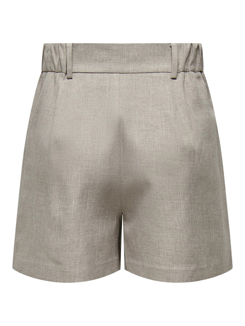 Calções de Alfaiataria Taupe de Cintura Alta