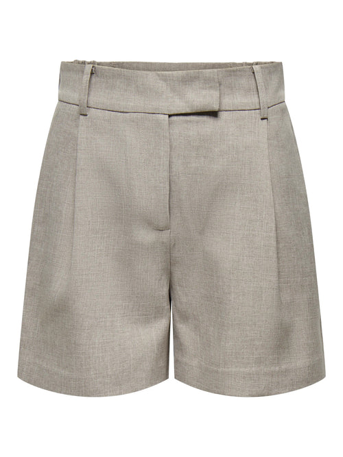 Calções de Alfaiataria Taupe de Cintura Alta