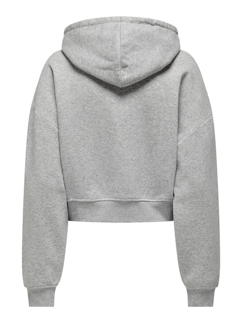 Sweatshirt Cropped Cinzento Claro com Capuz