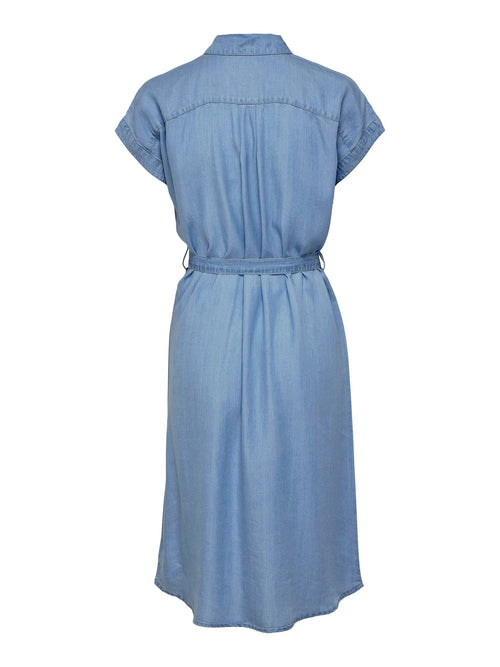 Vestido midi em ganga