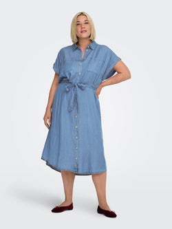 Vestido midi em ganga