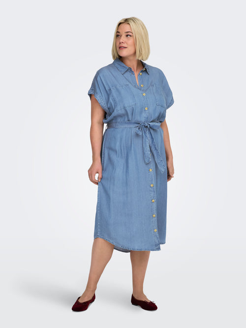 Vestido midi em ganga