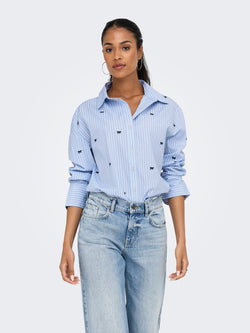 Camisa ONLOREGON Oversized Azul com Bordado ONLOREGON