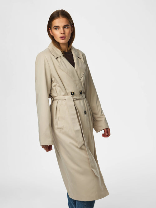 Trench Coat com Cinto e Botões Duplos