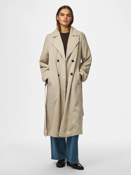 Trench Coat com Cinto e Botões Duplos