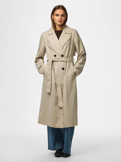 Trench Coat com Cinto e Botões Duplos