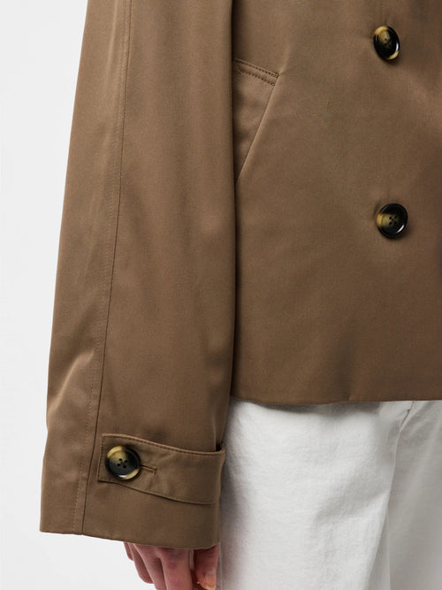 Casaco Trench Curto de Manga Comprida