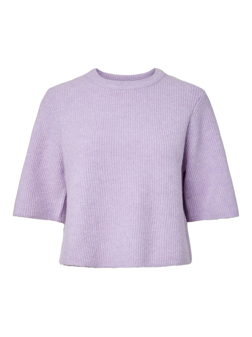 Camisola de Malha Manga Curta com Decote Redondo