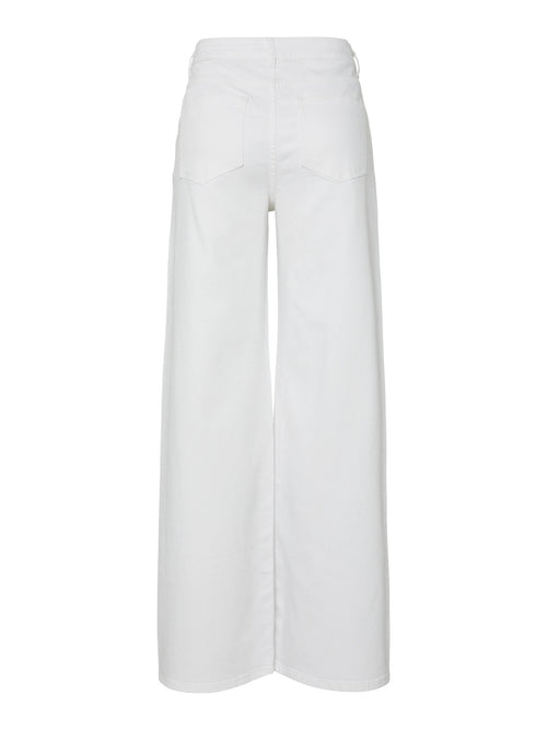 Jeans Wide Leg Brancos de Cintura Média