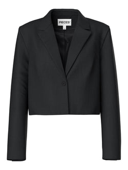 Blazer Cropped Preto de Corte Boxy