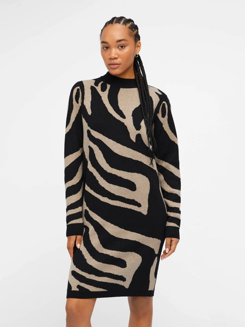 Vestido de Malha Jacquard Animal Print OBJRAY