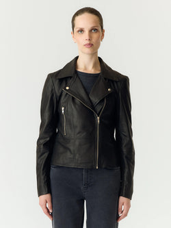 Casaco Biker Preto YASSOPHIE em Pele