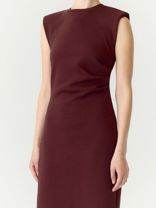 Vestido Midi Elegance drapeado com Ombreiras