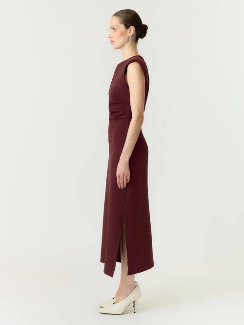 Vestido Midi Elegance drapeado com Ombreiras