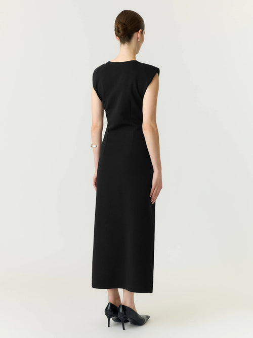 Vestido Longo Preto sem Mangas em Algodão