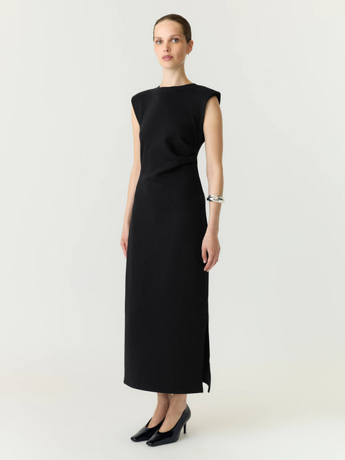 Vestido Longo Preto sem Mangas em Algodão
