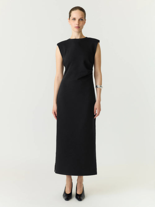 Vestido Longo Preto sem Mangas em Algodão