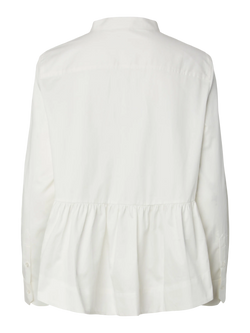 Camisa branca YASSALSY com folho franzido, vista de costas