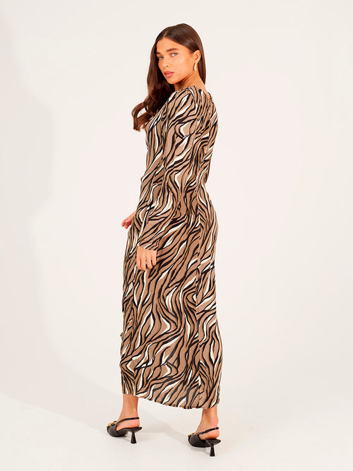 Long-sleeved ruched detail dress