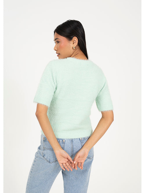 Camisola de malha fofa de manga curta