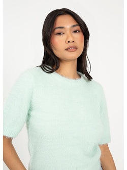Camisola de malha fofa de manga curta