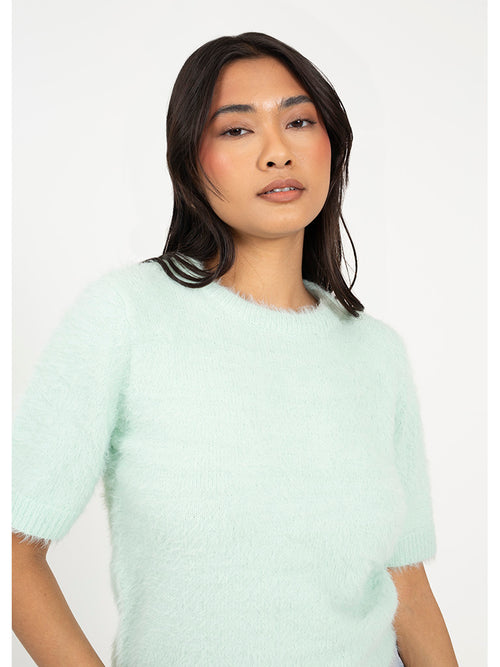 Camisola de malha fofa de manga curta