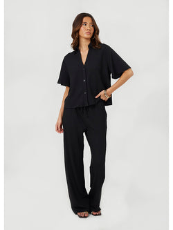 Black flowing short-sleeve shirt